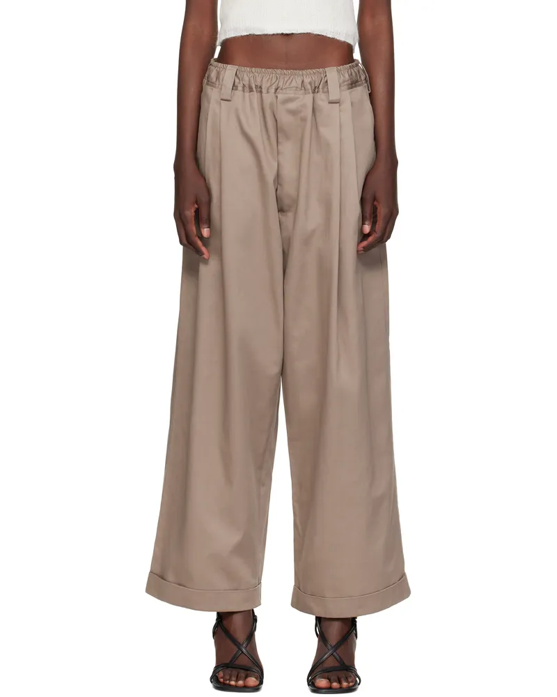 Meryll Rogge Gray Light Cotton Gabardine Drawstring Trousers Dark