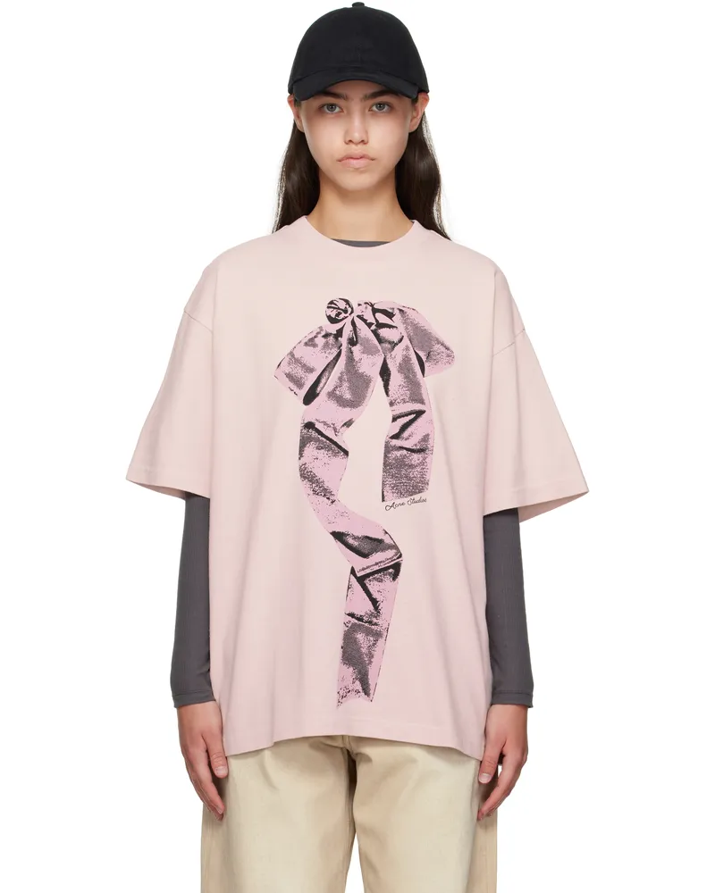 Acne Studios Pink Bow Print T-shirt Acy