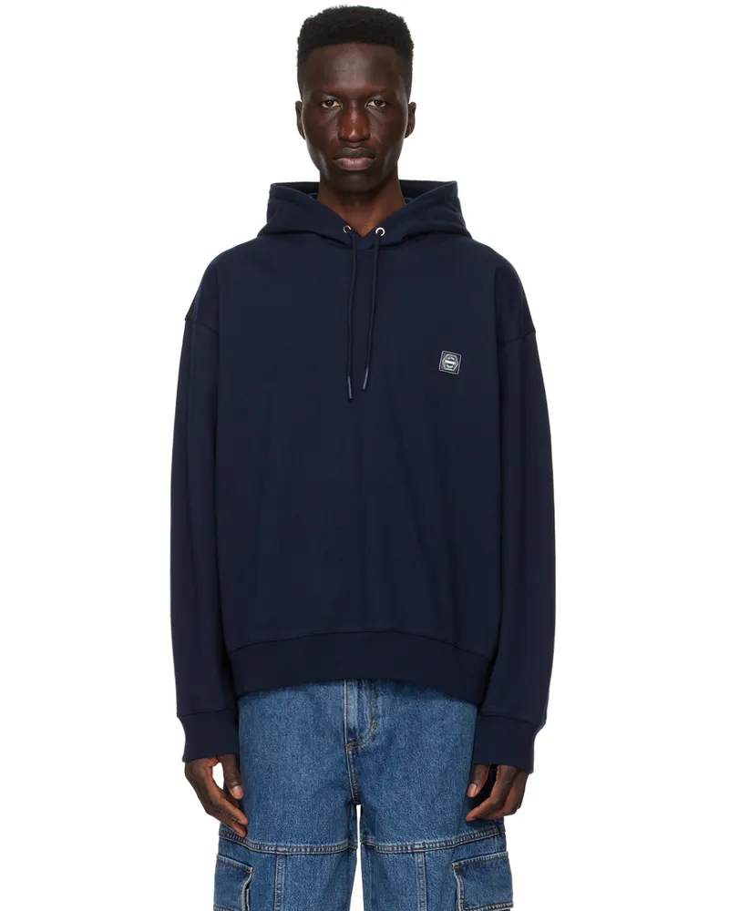 SOLID HOMME Navy Embroidered Hoodie 748n