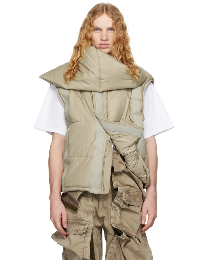 Y/PROJECT Beige Velcro Puffer Vest Sand