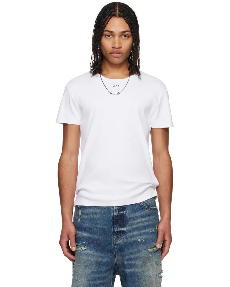 OFF-WHITE White Off Stamp Rib Shaped T-shirt White
