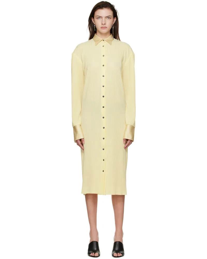 ATLEIN Yellow Polyester Midi Dress C0111