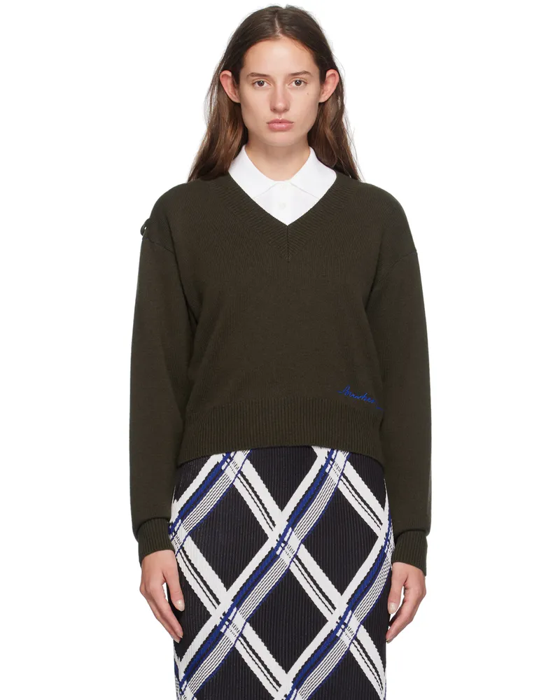 Burberry Green V-Neck Sweater C1170