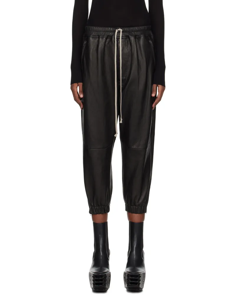 Rick Owens Black Cropped Leather Pants 09