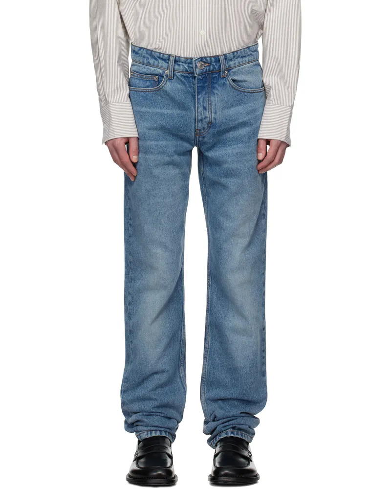 AMI Paris Blue Cotton Classic Fit Jeans 480