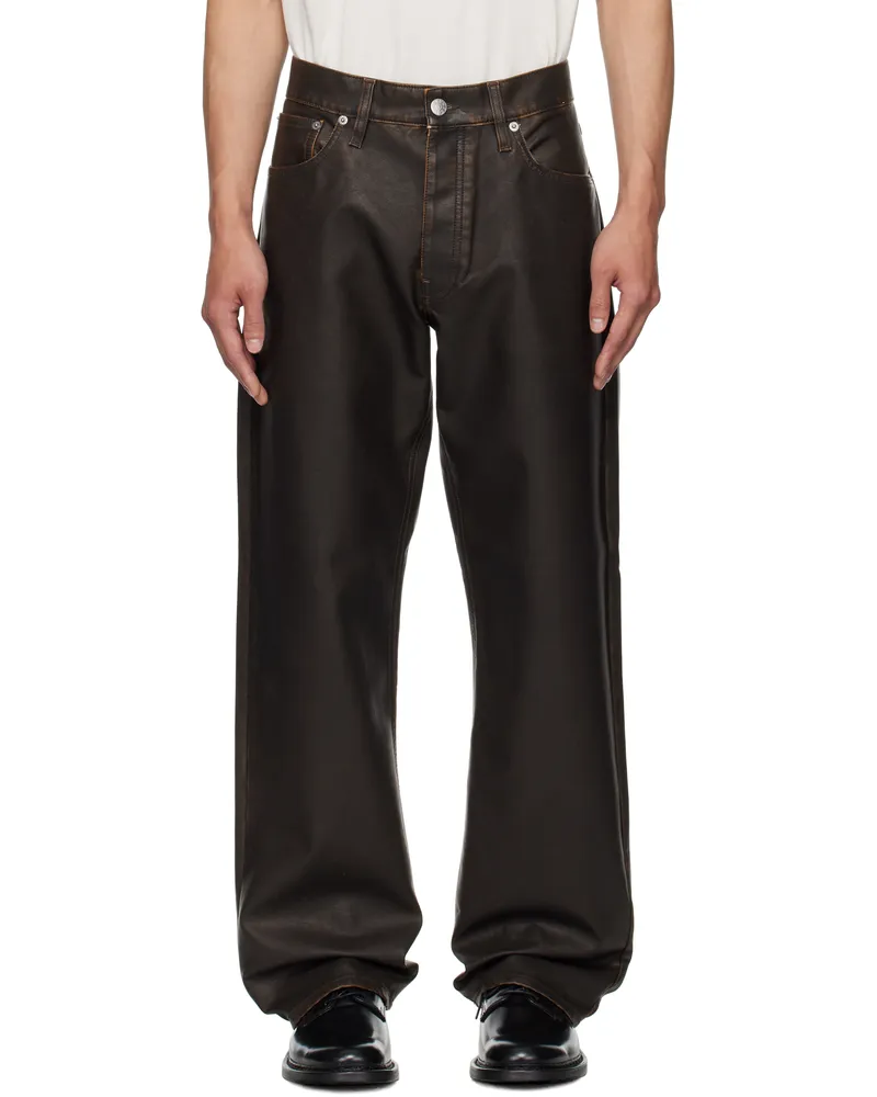 Sunflower Brown Loose Faux-Leather Trousers Vintage