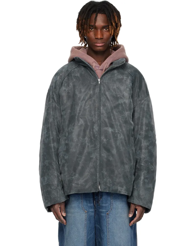 JUUN.J Gray Organza Padded Jacket Ash