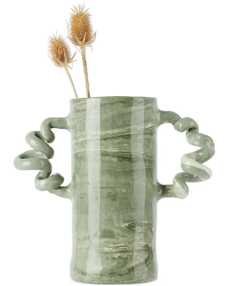 Harlie Brown Studio Green Marble Wiggle Vase Green