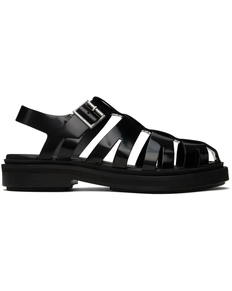 AMI Paris Black Anatomical Toe Fisherman Sandals Black