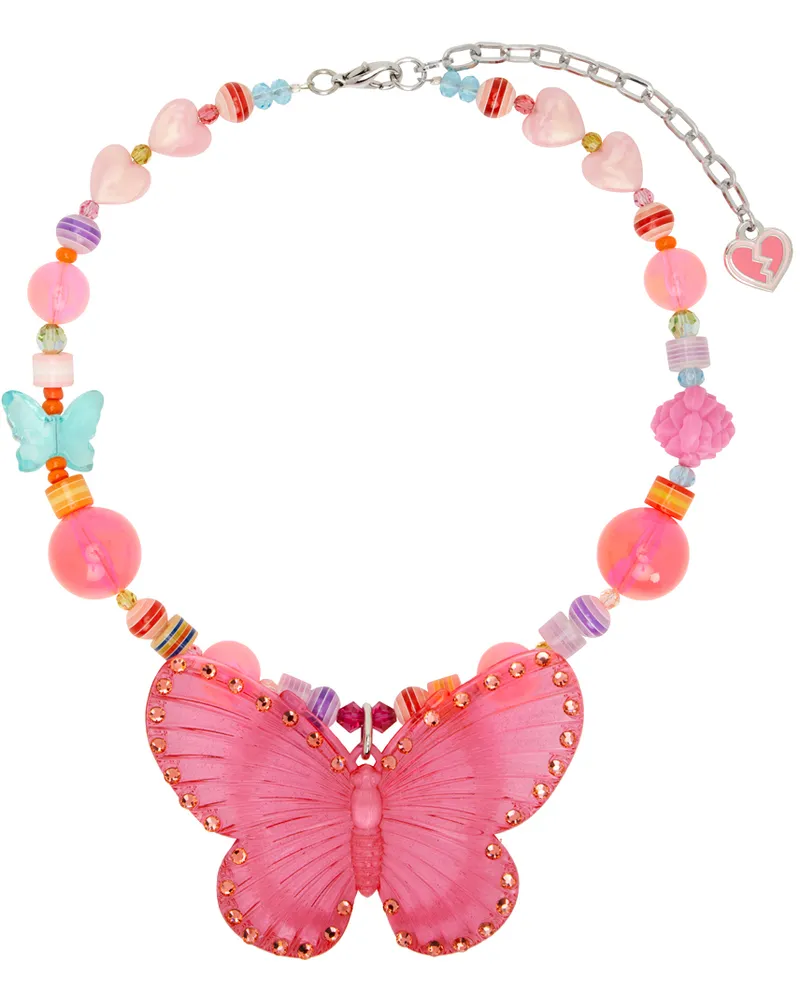 Petra Collins SSENSE Exclusive Pink & Multicolor Tarina Tarantino Edition Butterfly Brit Charm Necklace Multi