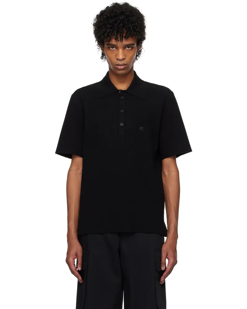 Courrèges Black Rib Knit Polo 9999