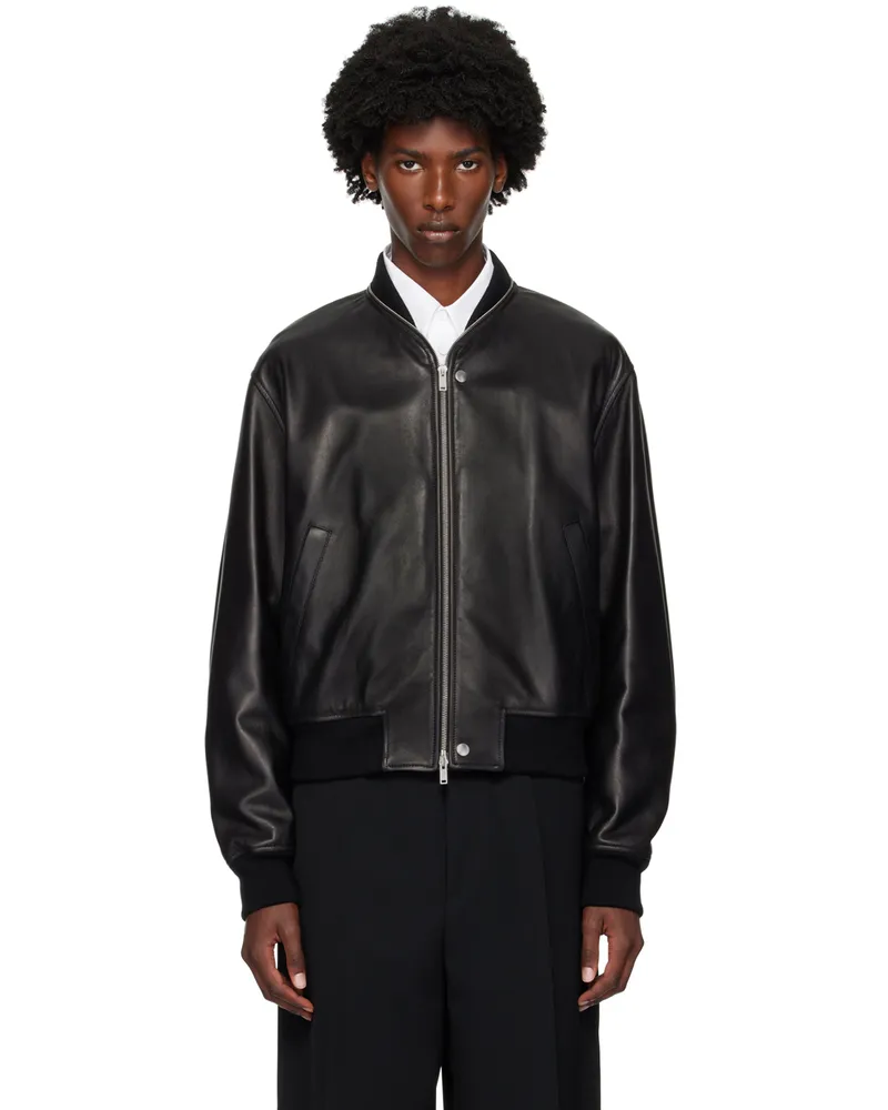 Jil Sander Black Zip Leather Jacket 001