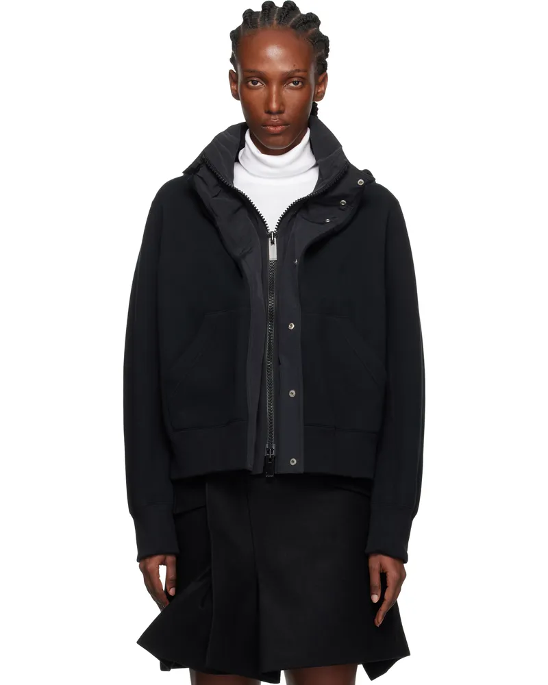 Sacai Black Sponge Sweat x Grosgrain Hoodie 001