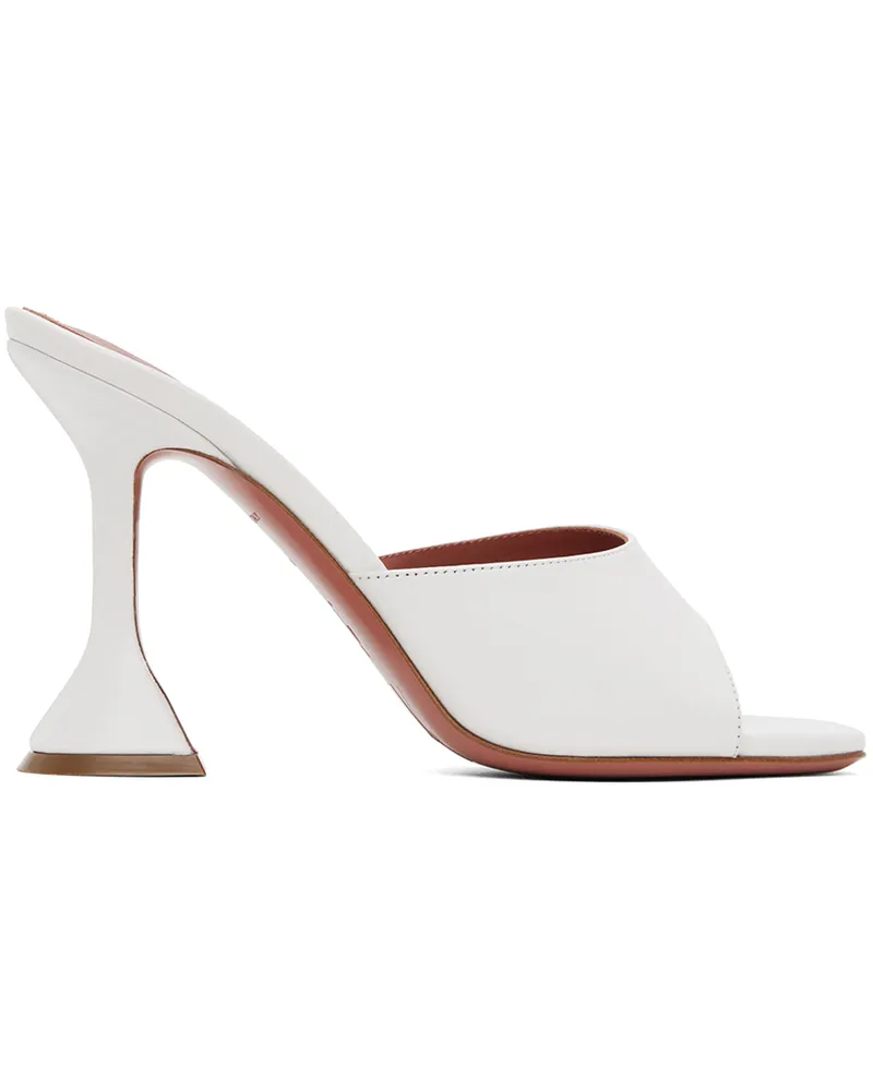 Amina Muaddi White Lupita Slipper Heeled Sandals White