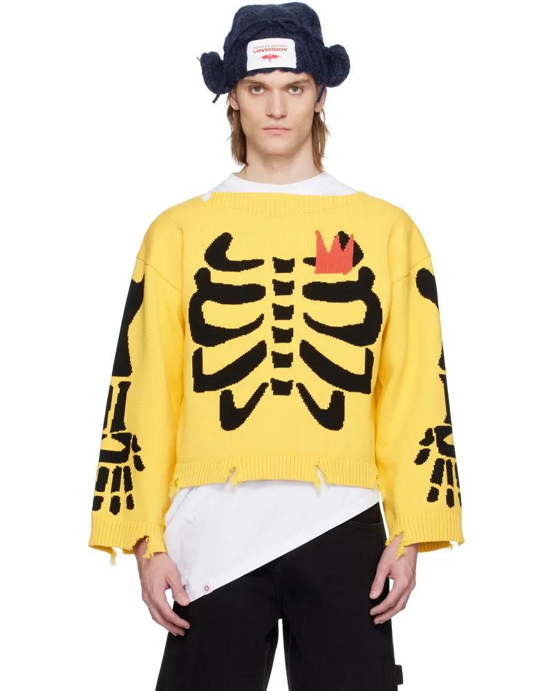 Charles Jeffrey Loverboy Yellow Graphic Slash Sweater Yesklt