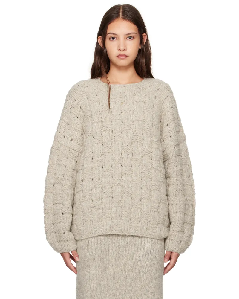 Lauren Manoogian Gray Handknit Interlace Sweater P01