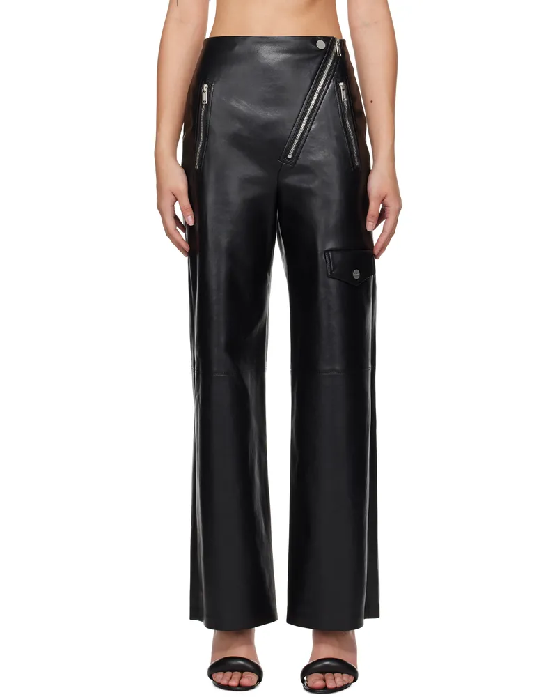 Nanushka Black Hayes Regenerated Leather Pants Black