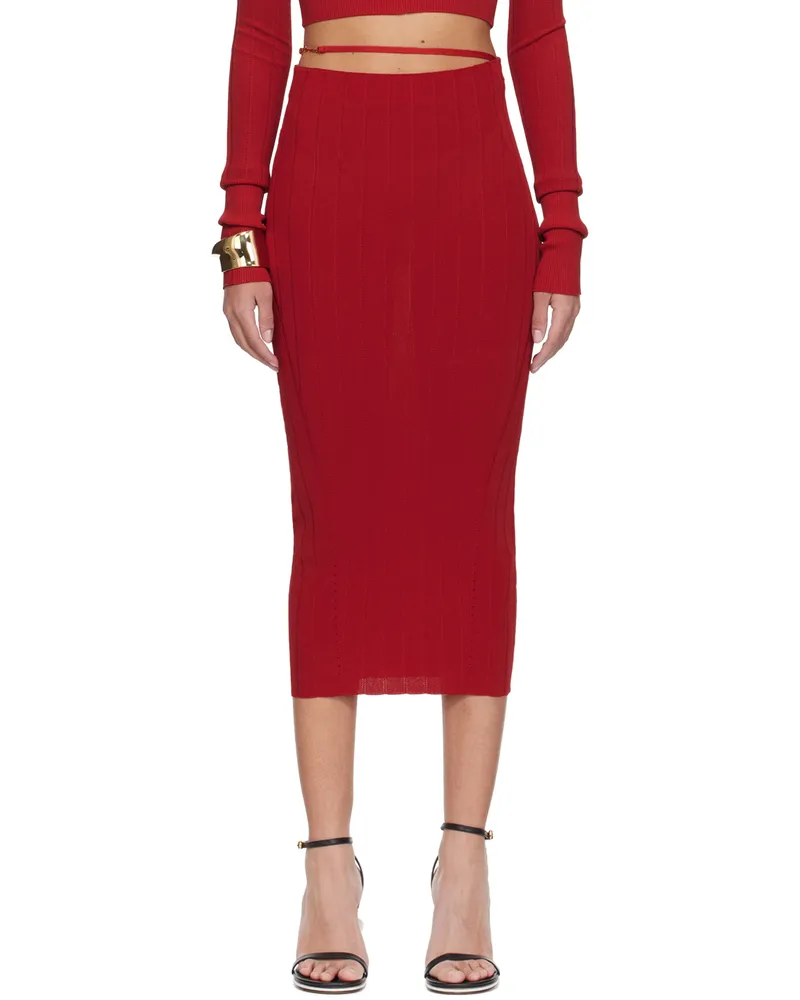 Jacquemus Red Les Sculptures 'La jupe Pralù' Midi Skirt 480
