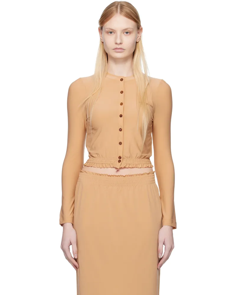 SHUSHU/TONG Beige Elastic Fitted Cardigan Be100