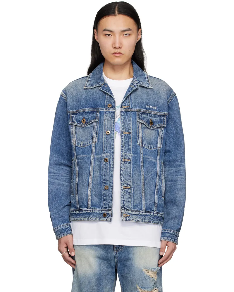 WE 11 DONE Blue Washed Denim Jacket Blue