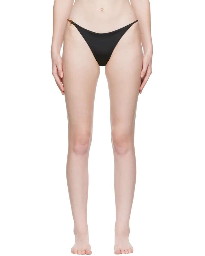 Versace Black Greca Chain Bikini Bottoms 1b000