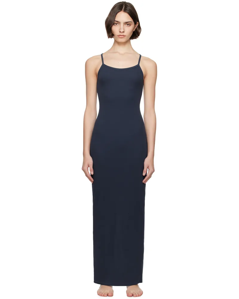 SKIMS Navy Cotton Rib Long Cami Maxi Dress Navy