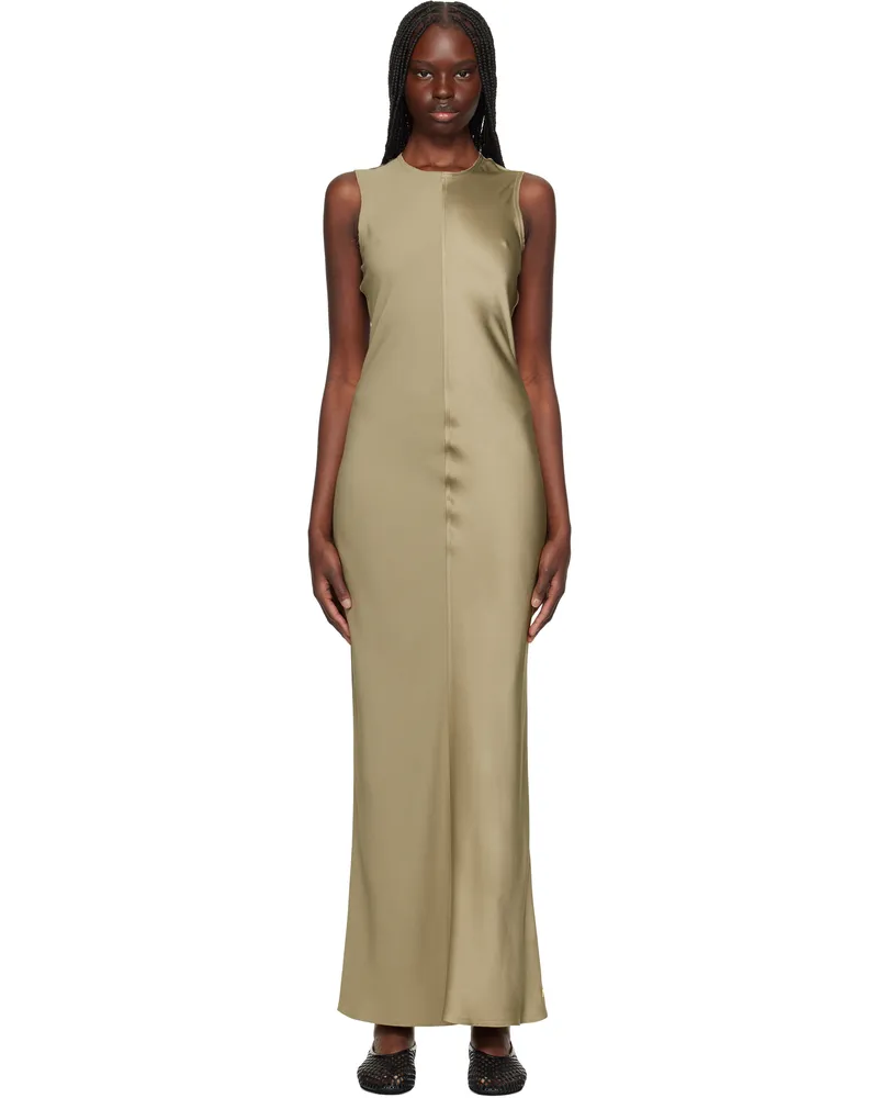 AMI Paris Taupe Straight Maxi Dress Ash