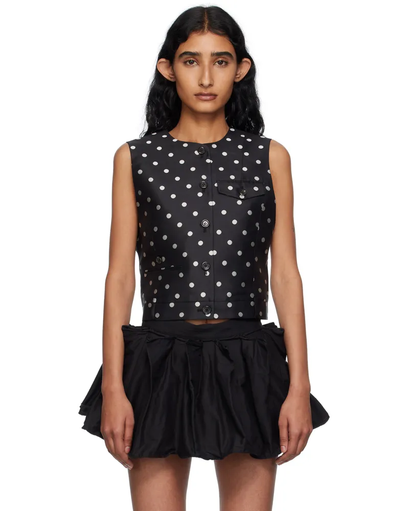 pushBUTTON Black Polka Dot Trouser Detail Vest 222w