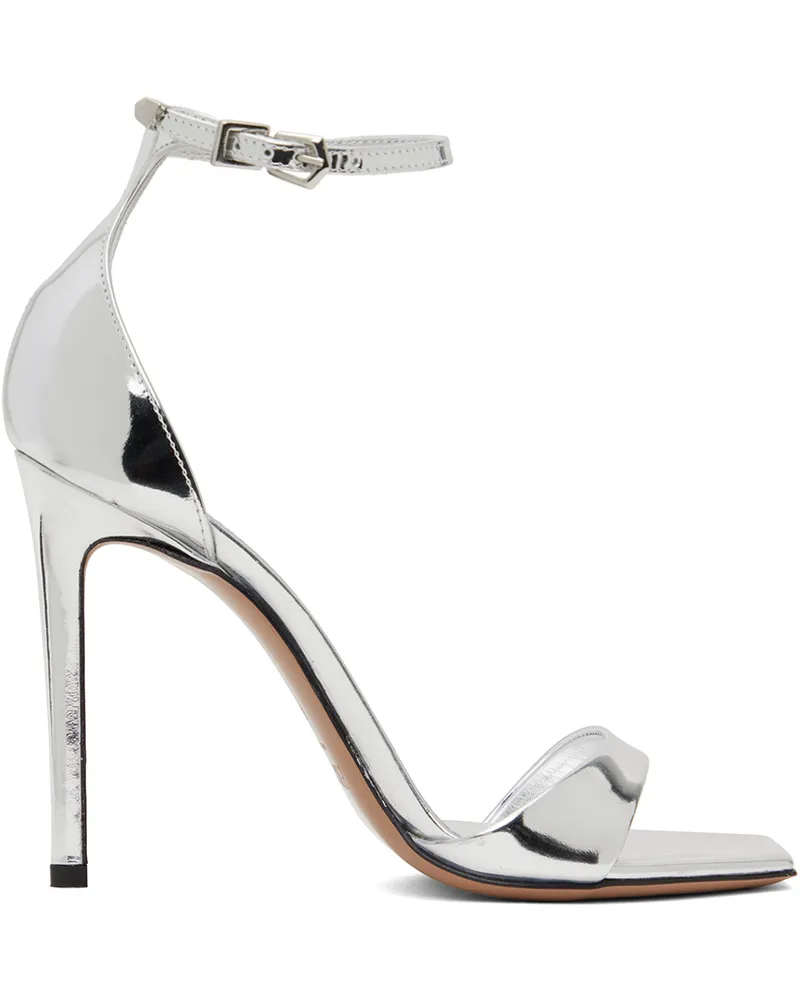 Paris Texas Silver Mirror Leather Stiletto Heeled Sandals Silver
