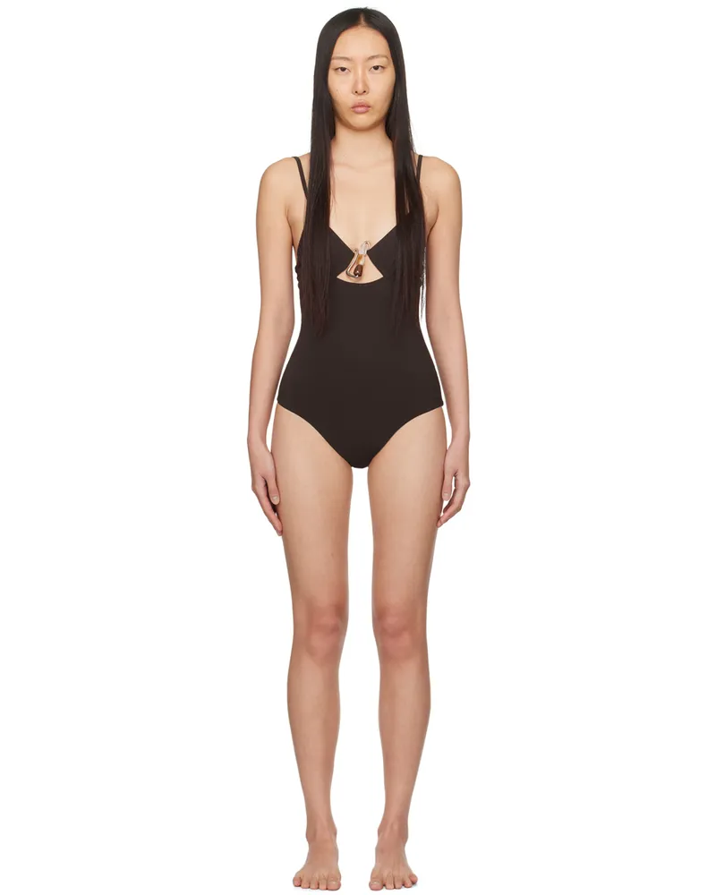 Christopher Esber Brown Nebular Swimsuit Cacao
