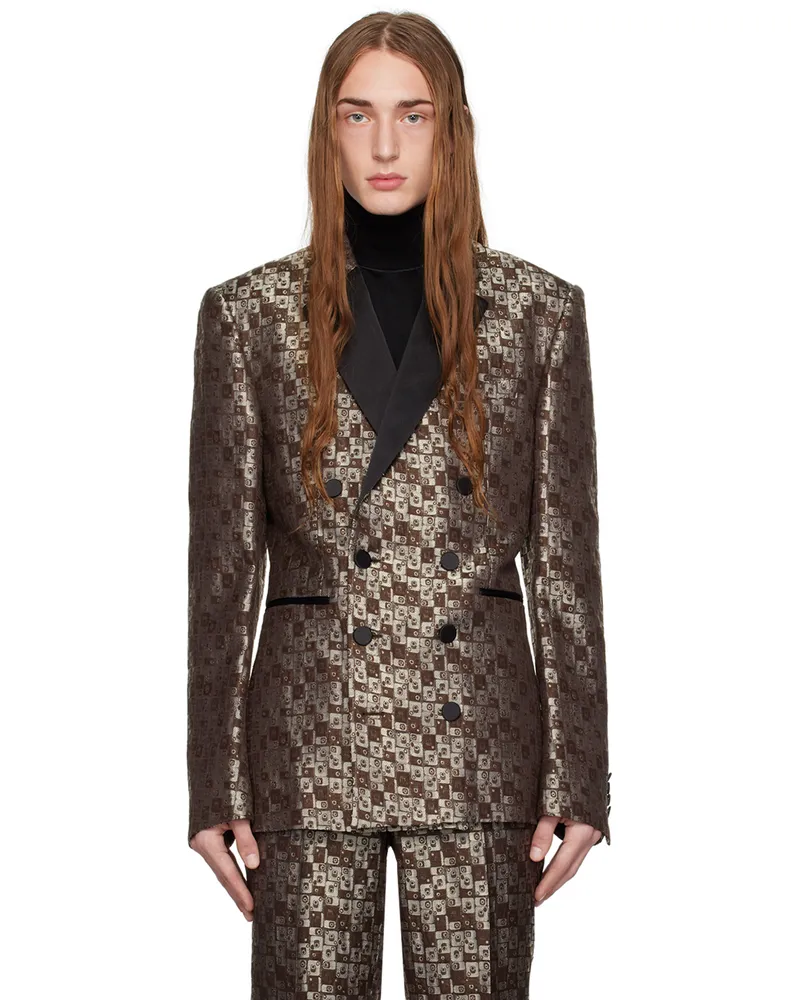 Dries van Noten Brown Double-Breasted Blazer 703