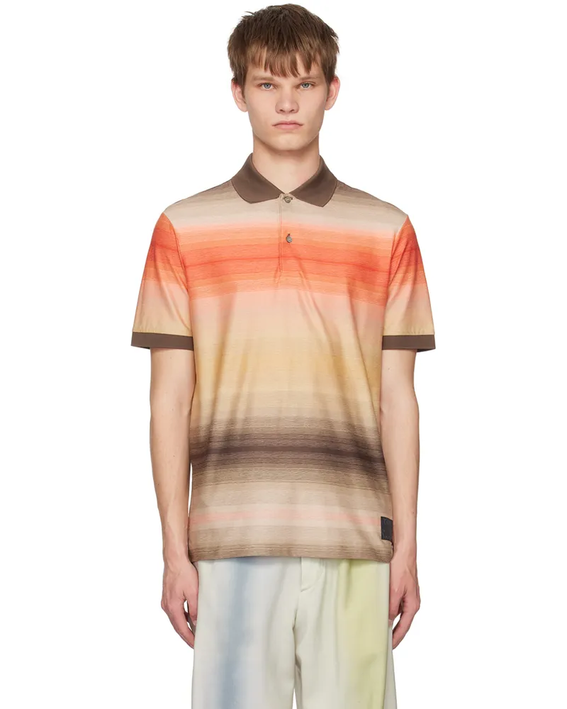Paul Smith Brown Untitled Stripe Polo 62
