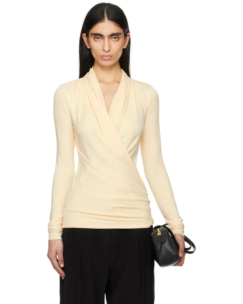 Totême Beige Overlapped Jersey Top Ecru