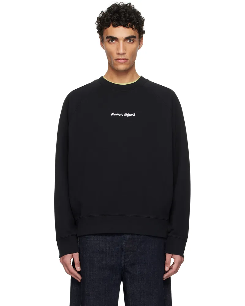 Kitsuné Black 'Maison Kitsuné' Embroidery Oversize Raglan Sweatshirt P199