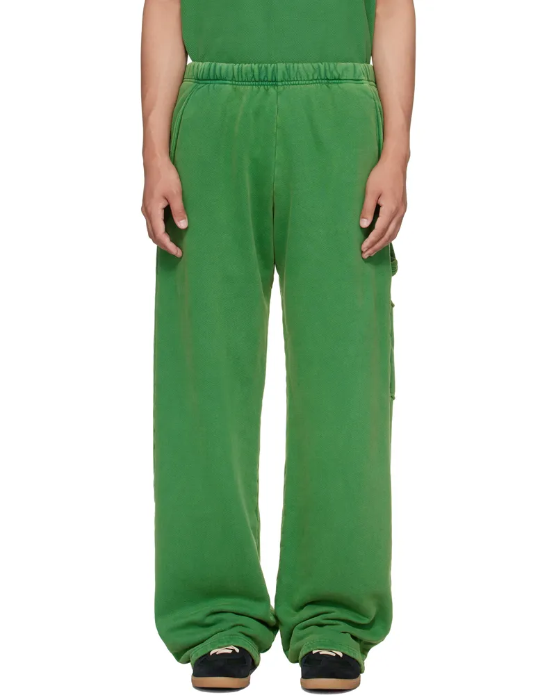 LES TIEN Green Heavyweight Utility Puddle Sweatpants Washed