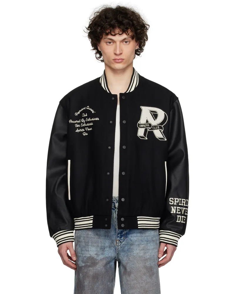 REPRESENT Black 'Owners Club' Varsity Bomber Jacket Black