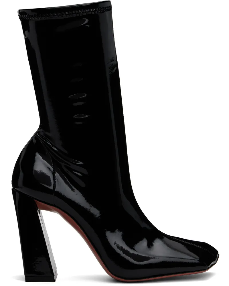 Amina Muaddi Black Marine Stretch Boots Black