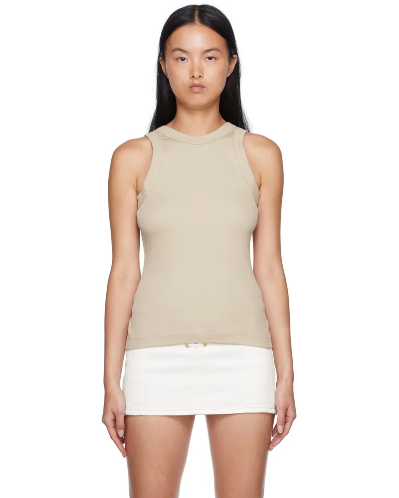 Dion Lee Brown Organic Cotton Tank Top Sand