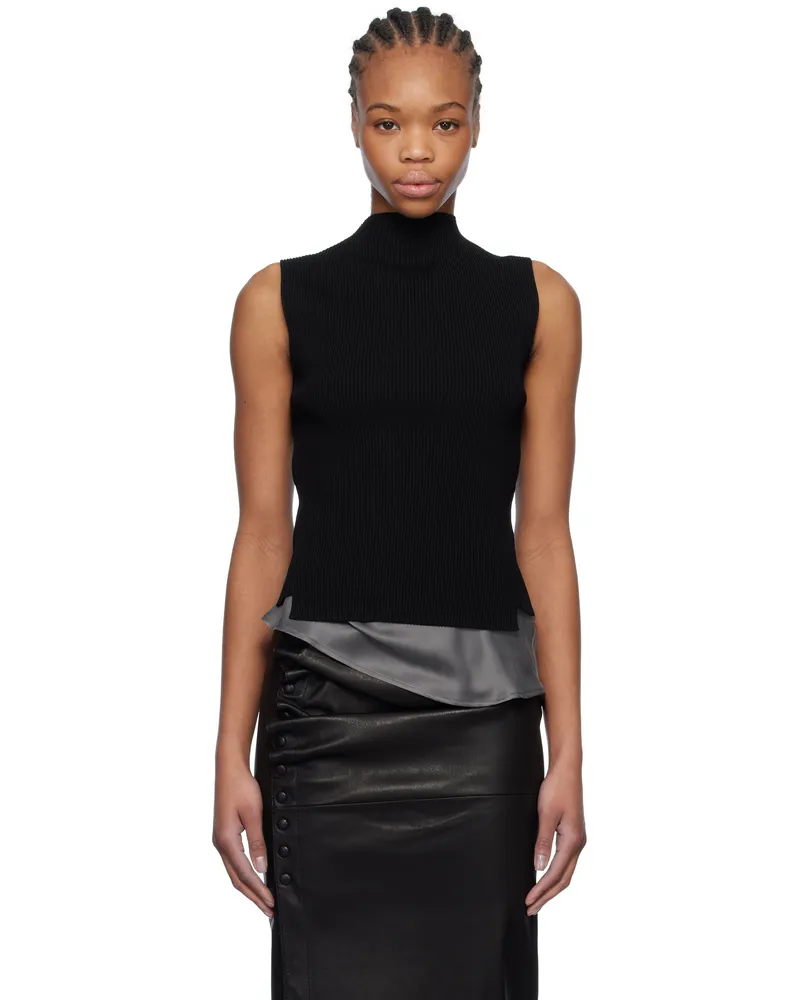 Victoria Beckham Black Mock Neck Top Black