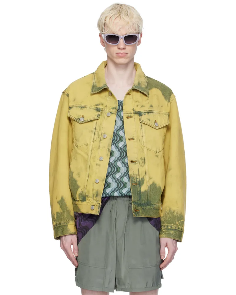 Dries van Noten Green Garment-Dyed Denim Jacket 201