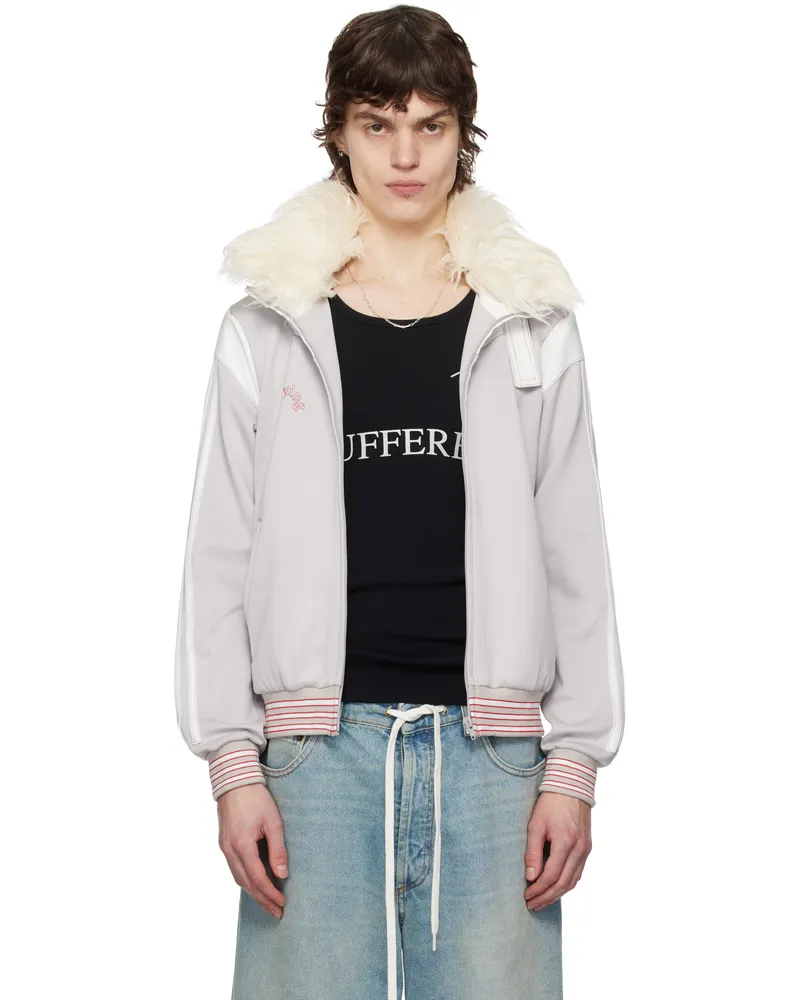Praying Gray Faux-Fur Track Jacket Grey