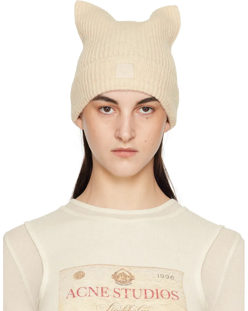 Acne Studios Beige Face Logo Square Beanie 633