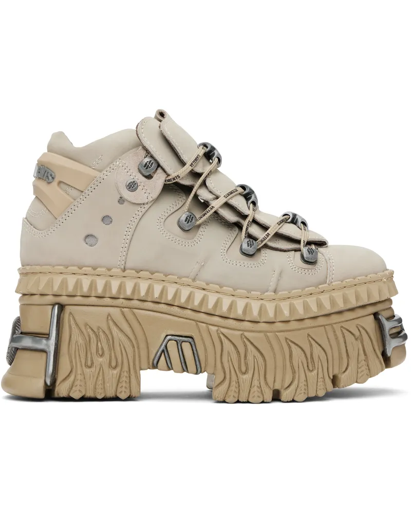VETEMENTS Beige New Rock Edition Fire Platform Sneakers Beige
