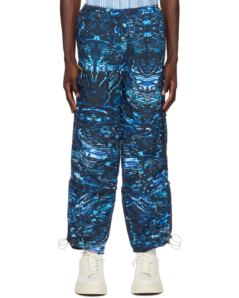 Palmer Blue Paneled Cargo Pants Blue