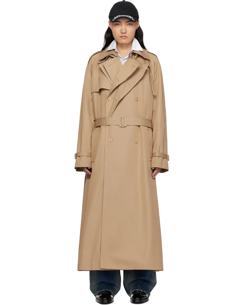 VETEMENTS Beige Runway Double Trench Coat Beige