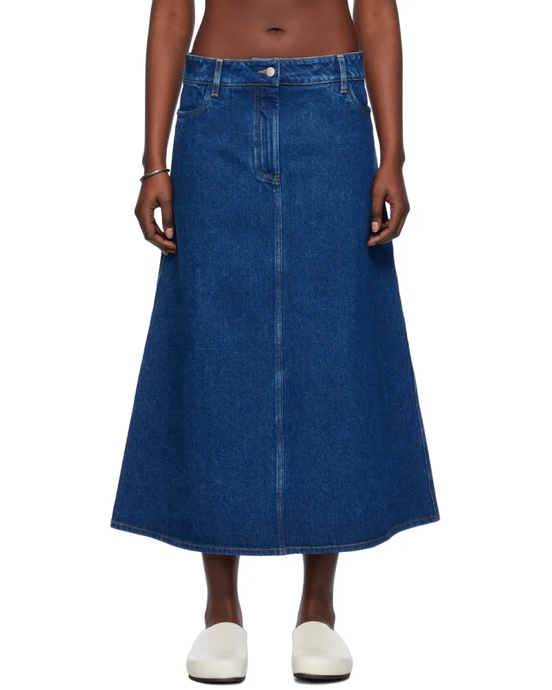 Studio Nicholson Indigo A-Line Denim Maxi Skirt Indigo