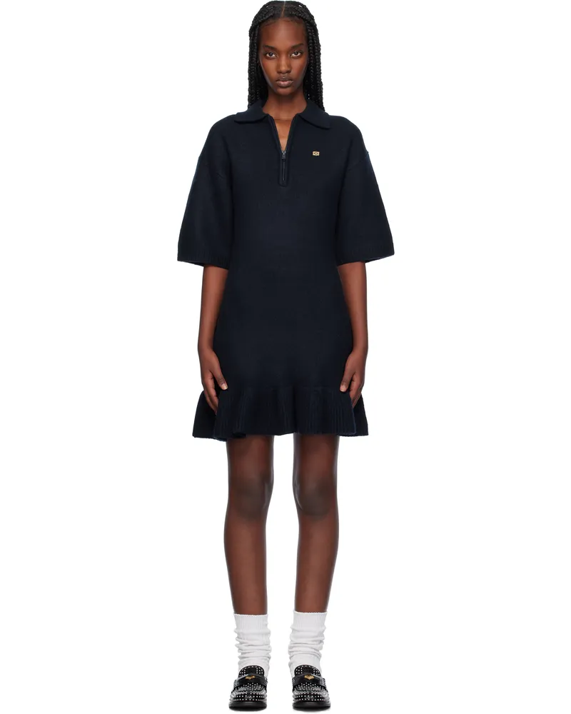 Ganni Navy Wool Minidress 683
