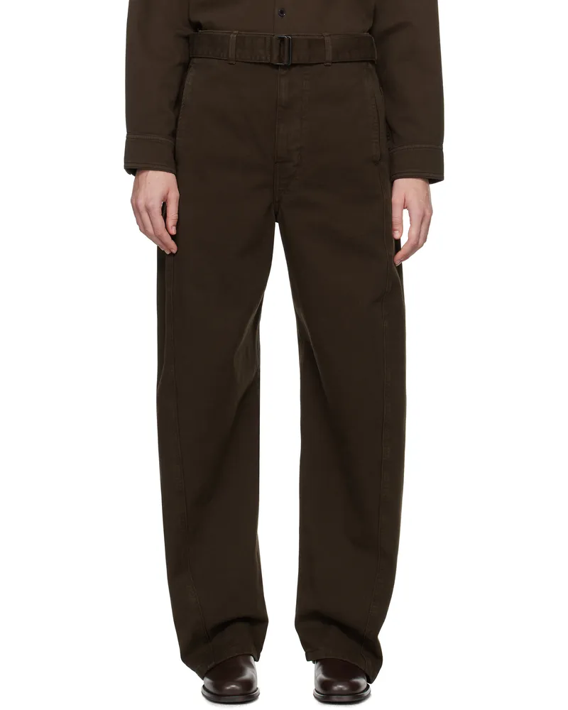 Christophe Lemaire Brown Twisted Belted Jeans Br495