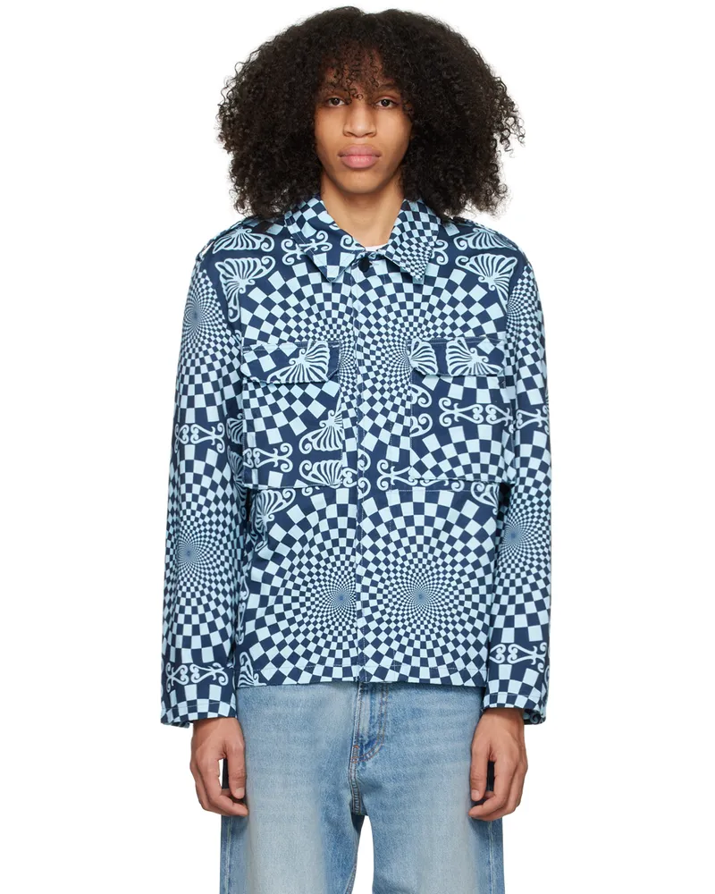 BLUEMARBLE Blue Folk Checkerboard Jacket Blu