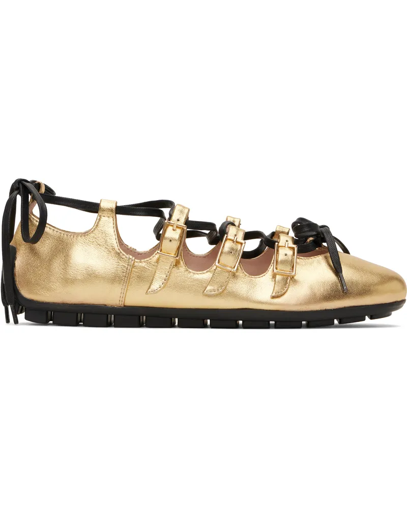 Simone Rocha Gold Ghillie Grip Ballerina Flats Gold